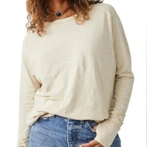 Free‎ People We The Free Arden Oversized Long Sleeve Tee Morning Oat Size Small